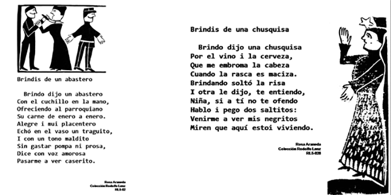 Hoja de verso de la poeta popular Rosa Araneda, única mujer que participaba de este circuito. 