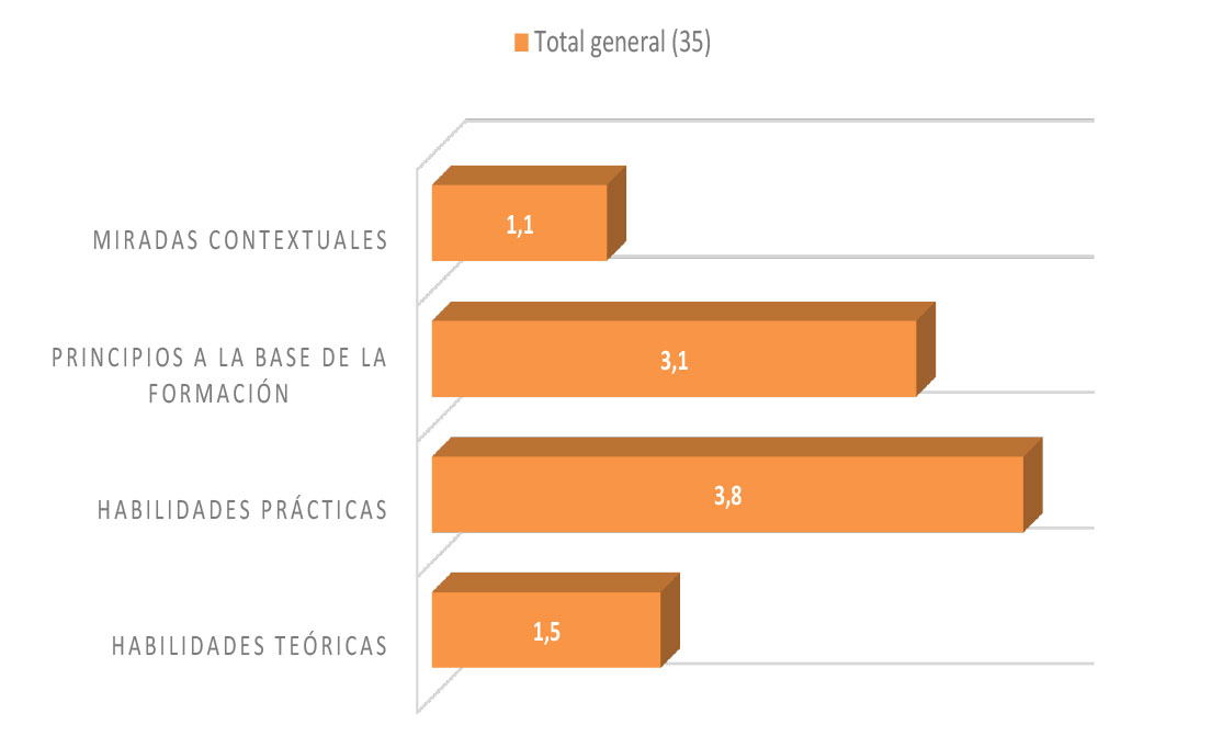 Peso de las cuatro grandes categorías en los perfiles de egreso